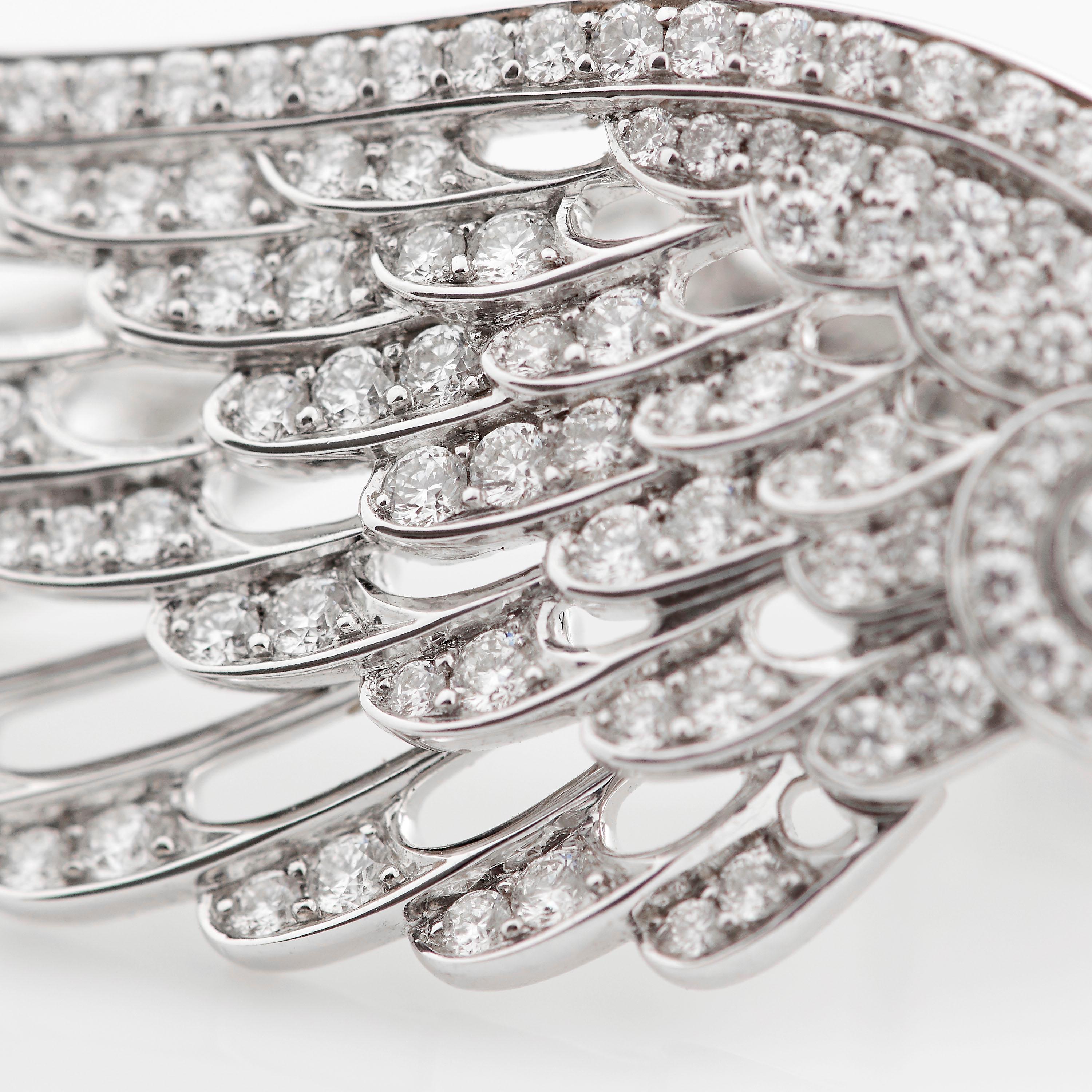 Women's or Men's Garrard 'Wings Embrace' 18 karat White Gold White Diamond Drop Earrings For Sale