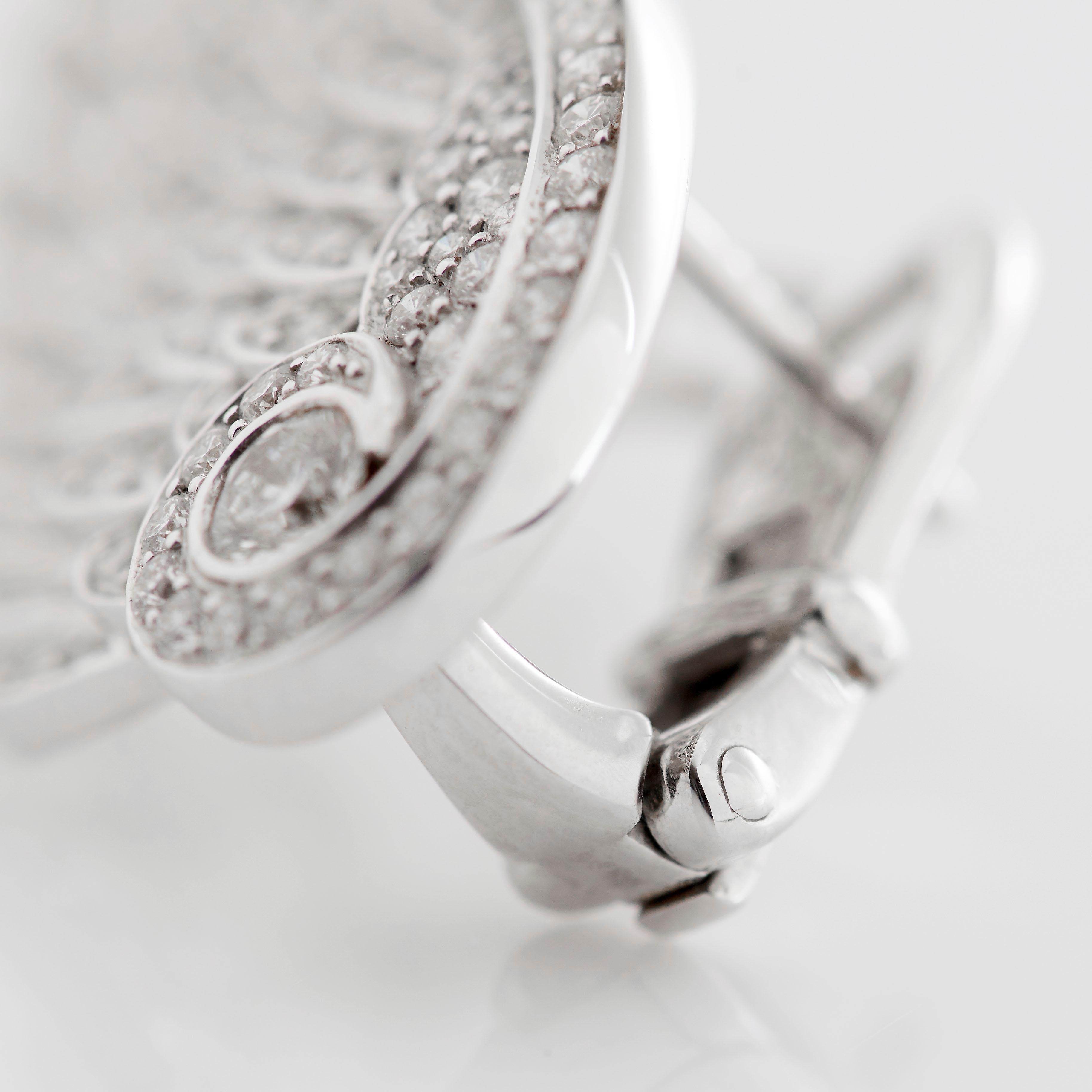 Garrard 'Wings Embrace' 18 karat White Gold White Diamond Drop Earrings For Sale 3
