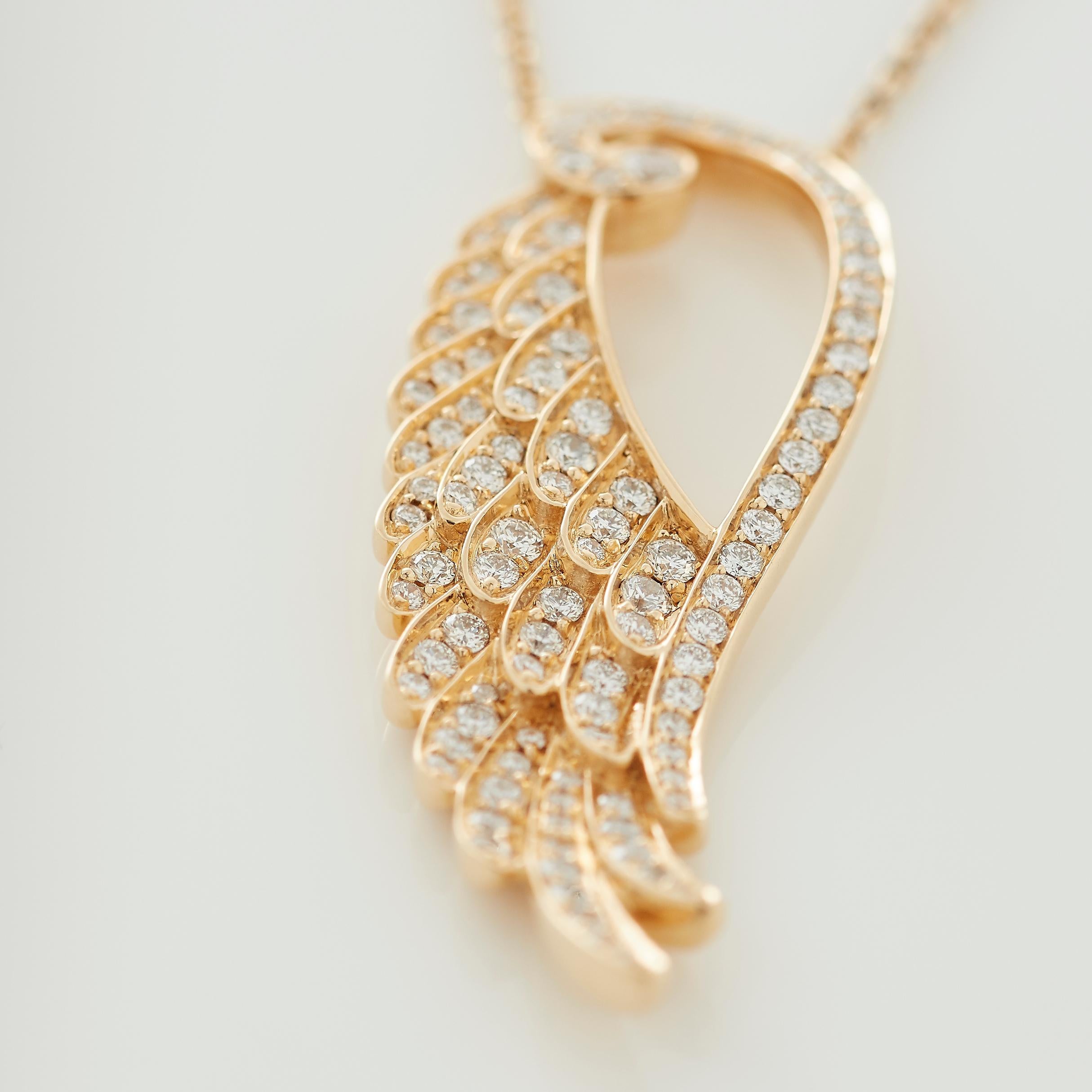 Garrard 'Wings Embrace' 18 Karat Yellow Gold and White Diamond Pendant For Sale 2