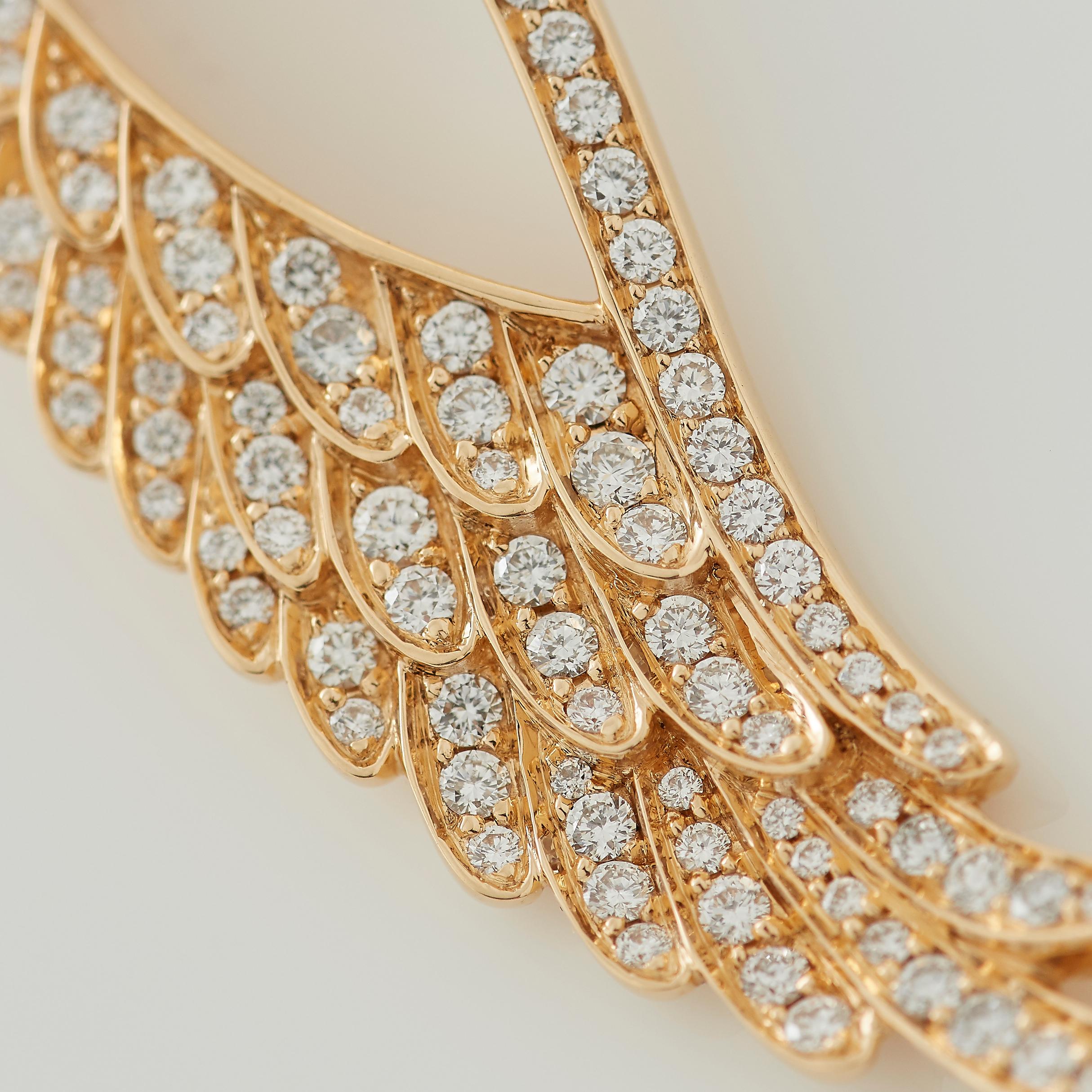 Garrard 'Wings Embrace' 18 Karat Yellow Gold and White Diamond Pendant For Sale 3