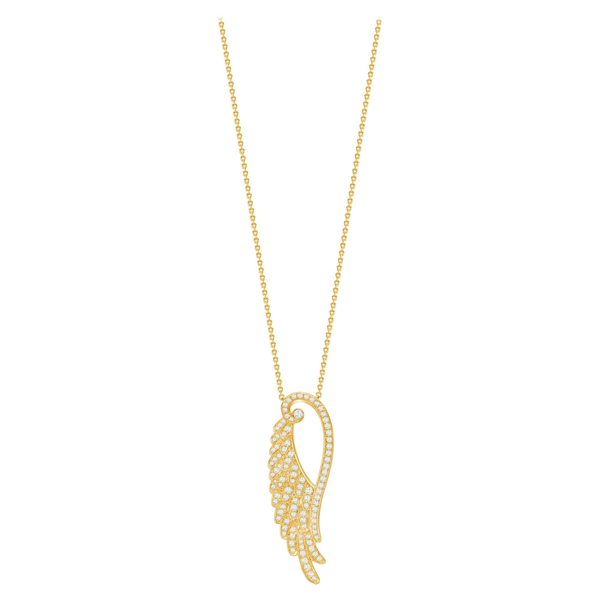 Garrard 'Wings Embrace' 18 Karat Yellow Gold and White Diamond Pendant For Sale