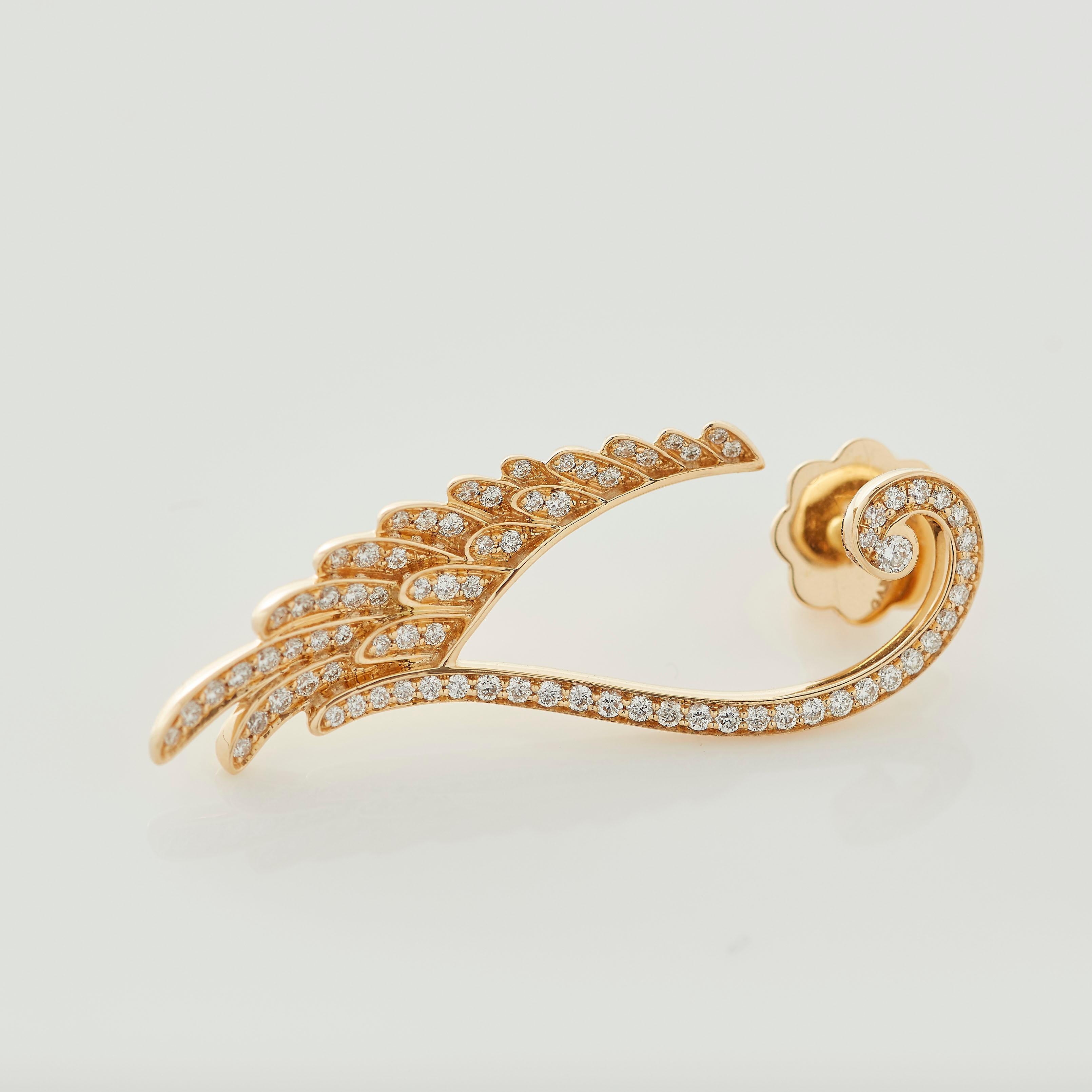 Garrard 'Wings Embrace' 18 Karat Yellow Gold and White Diamond Earrings For Sale 5
