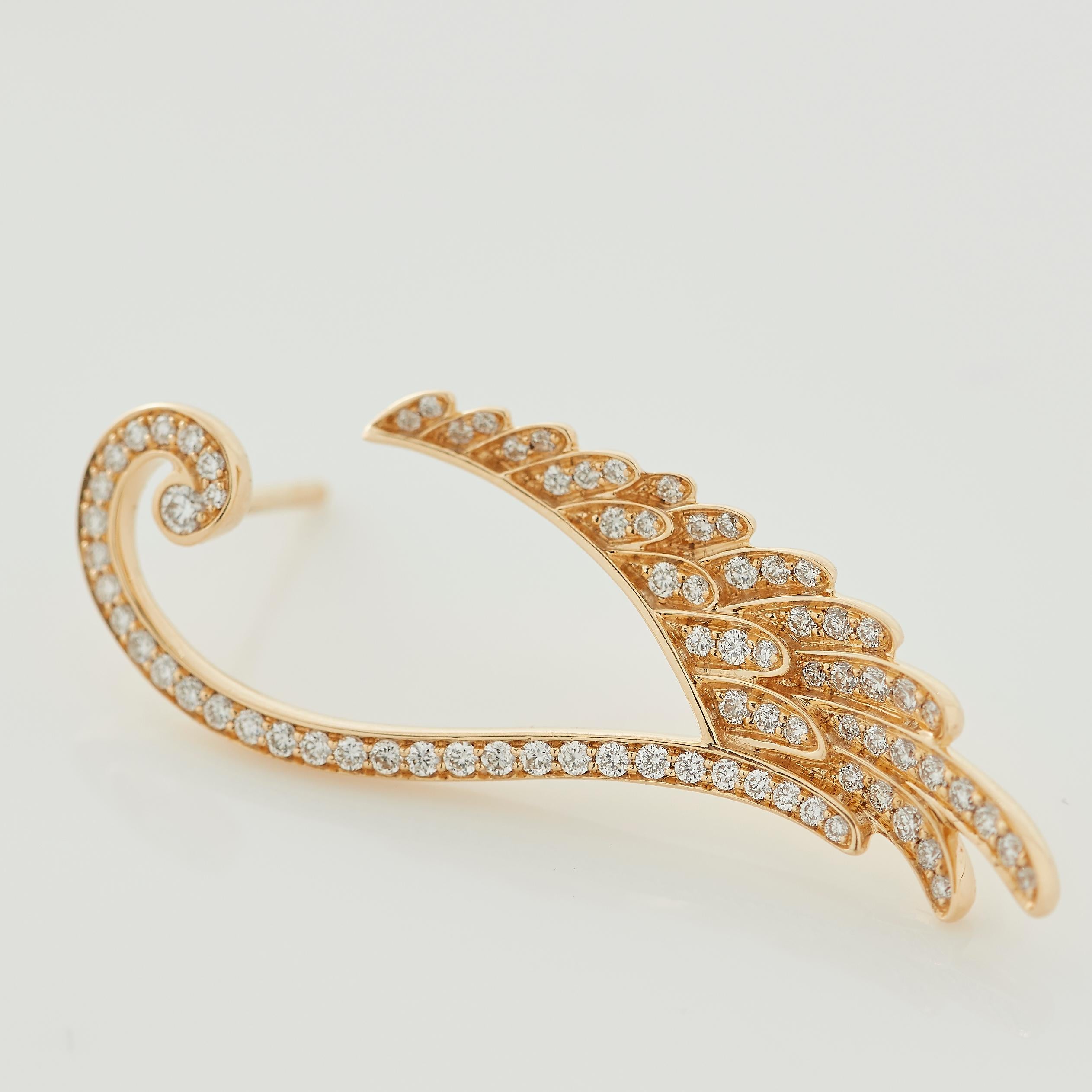Garrard 'Wings Embrace' 18 Karat Yellow Gold and White Diamond Earrings For Sale 8