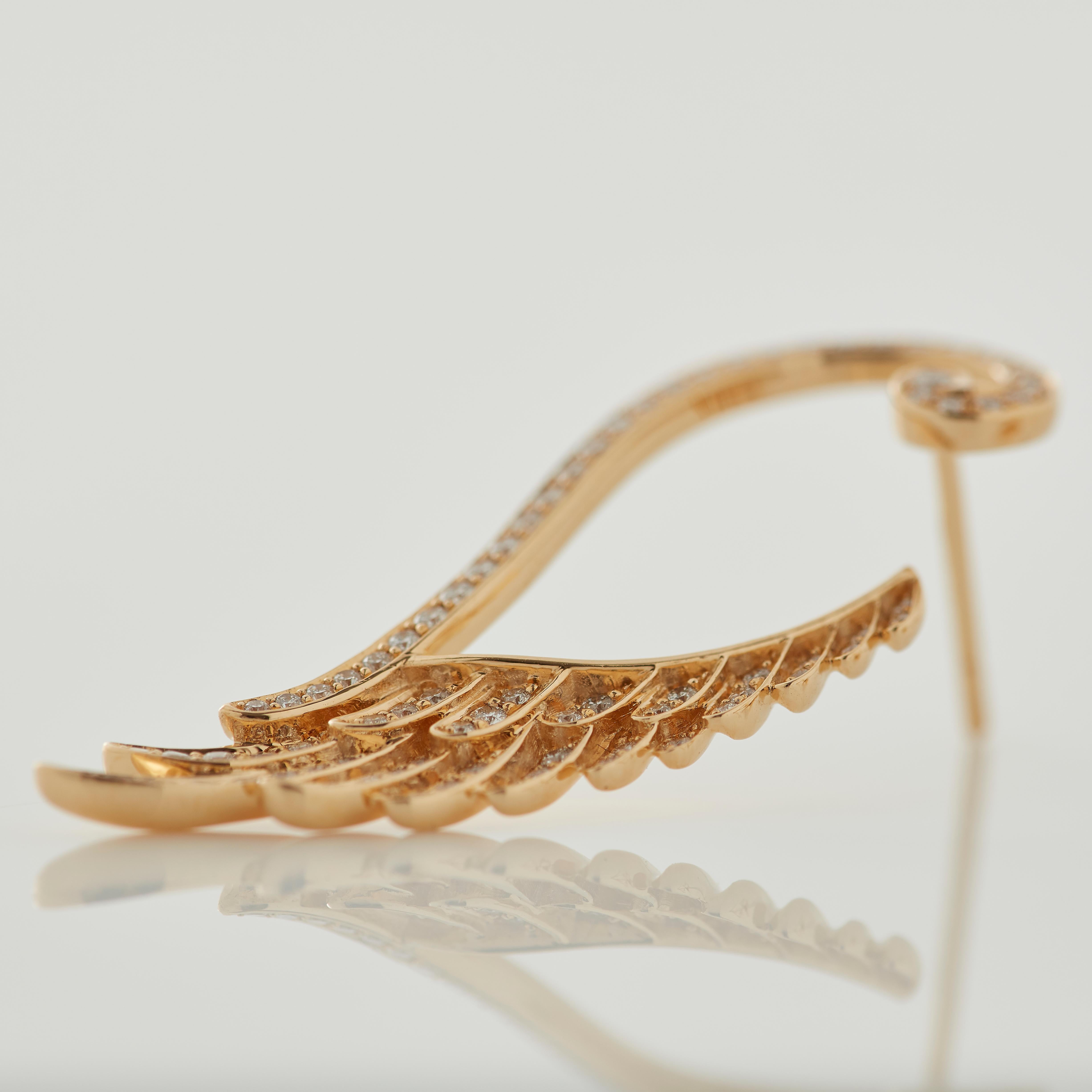 Garrard 'Wings Embrace' 18 Karat Yellow Gold and White Diamond Earrings For Sale 3