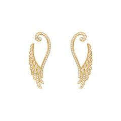 Garrard 'Wings Embrace' 18 Karat Yellow Gold and White Diamond Earrings