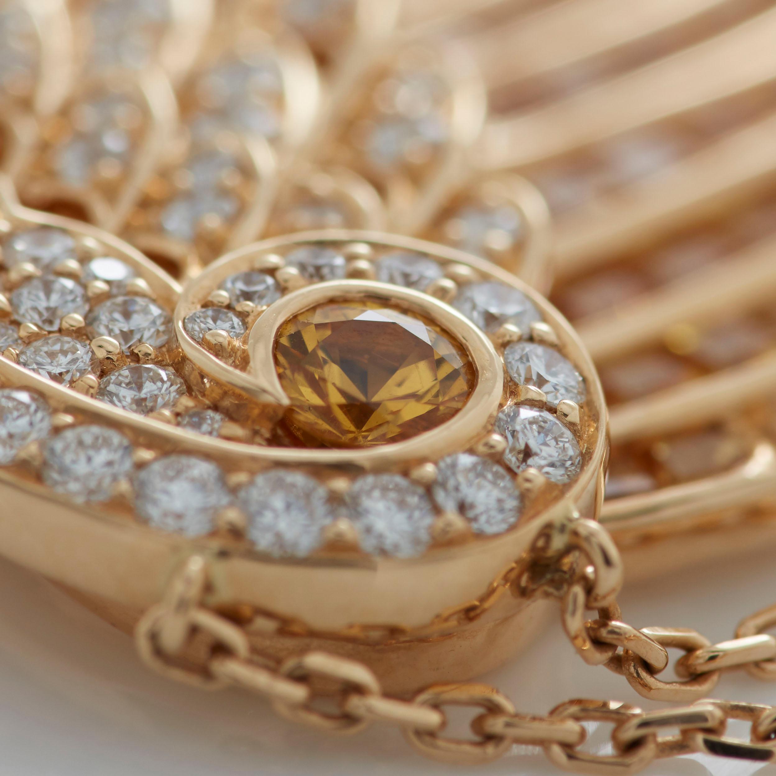 Garrard 'Wings Embrace' 18 Karat Yellow Gold Diamond and Yellow Sapphire Pendant For Sale 2