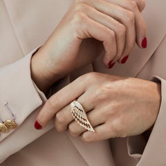 Garrard 'Wings Embrace' 18 Karat Yellow Gold Round White Diamond Ring
