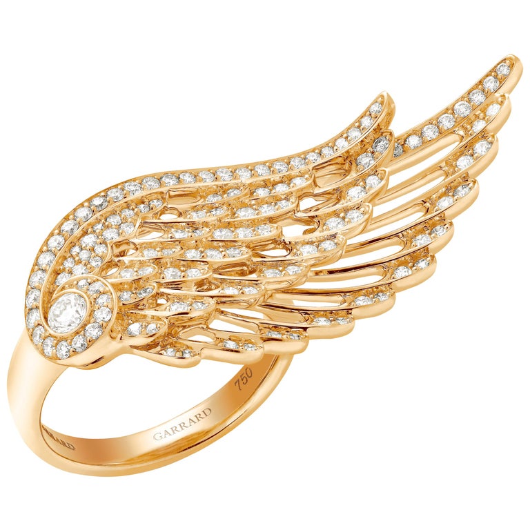 Garrard 'Wings Embrace' 18 Karat Yellow Gold Round White Diamond Ring ...