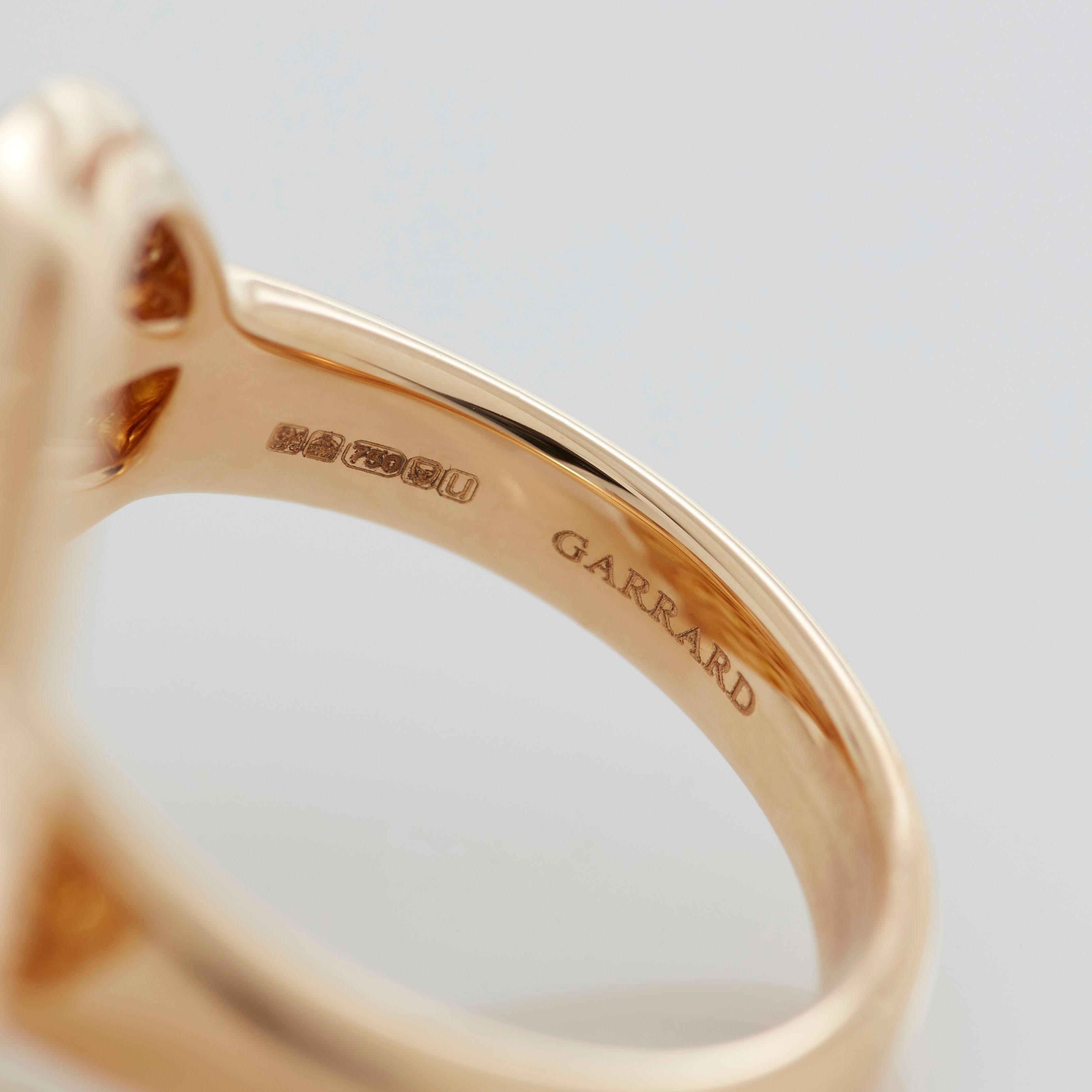 Garrard 'Wings Embrace' 18 Karat Yellow Gold White Diamond Yellow Sapphire Ring For Sale 1