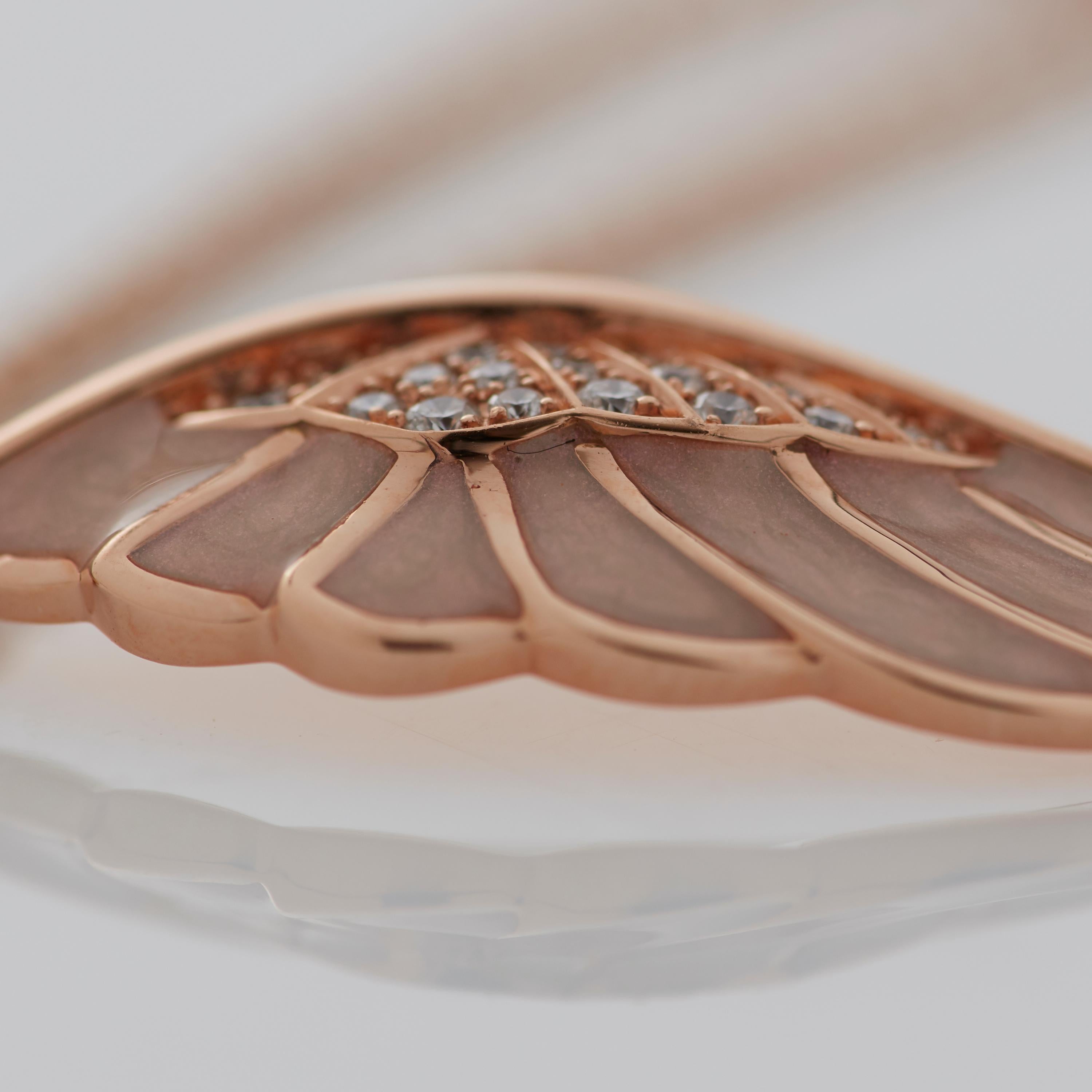 Modern Garrard 'Wings Reflection' 18 Karat Rose Gold Diamond & Coloured Enamel Bracelet For Sale