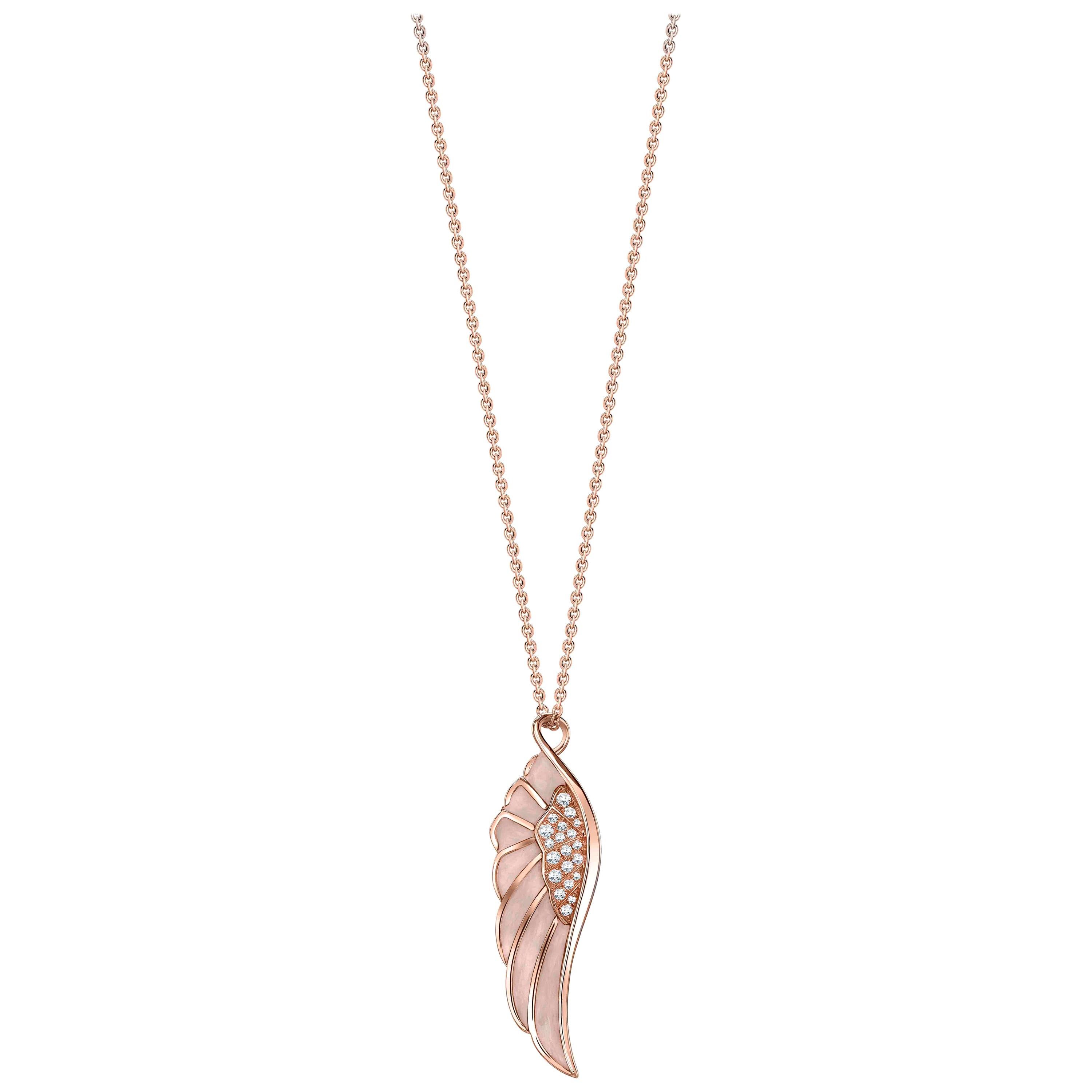 Garrard 
Wings Reflection
 18 Karat Rose Gold Diamond 
Coloured Enamel Pendant
