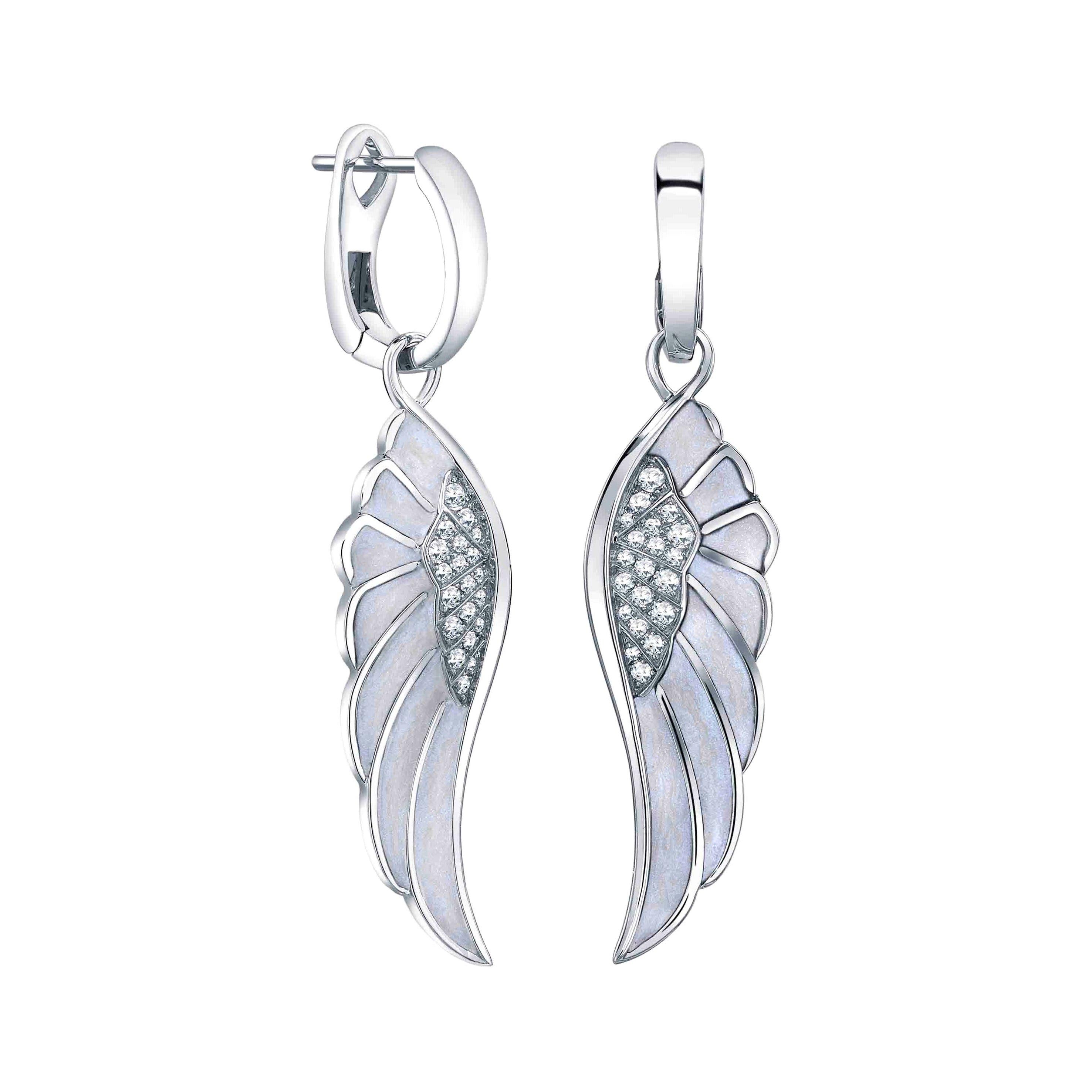Garrard 'Wings Reflection' 18 Karat Gold Diamond and Colored Enamel Earrings For Sale