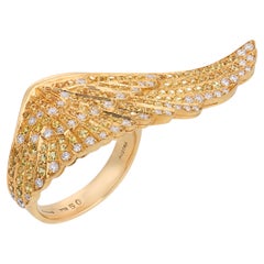 Garrard yellow sapphire diamond 18k yellow gold wings ring