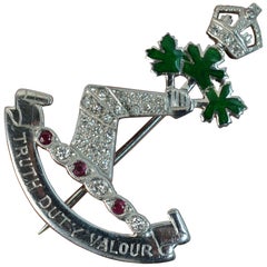 Garrards 18 Carat White Gold Royal Military College of Canada Sweetheart Brooch