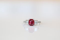 Garrards & Co Art Deco 2.09ct Ruby and Diamond Platinum Ring