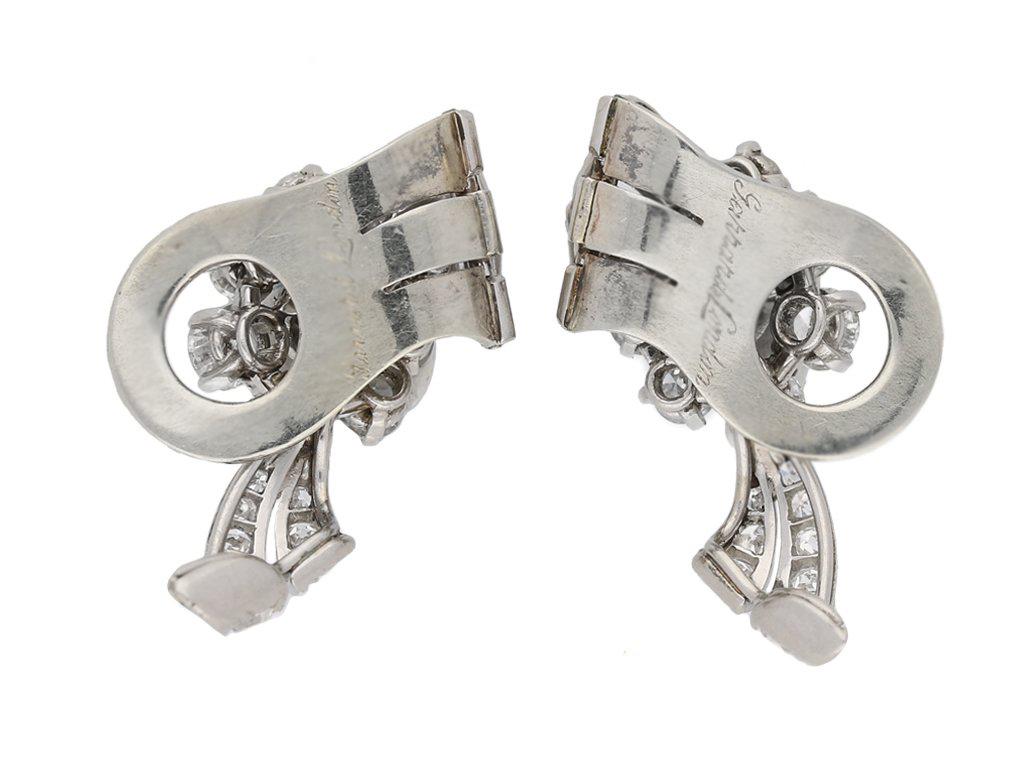 Women's or Men's Garrards diamond clip earrings, circa 1950.