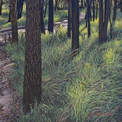 Forest Bathing , landscape oil painting, in the Realism style, Texas artist