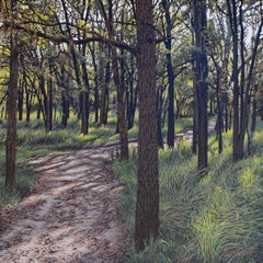Forest Bathing , landscape oil painting, in the Realism style, Texas artist