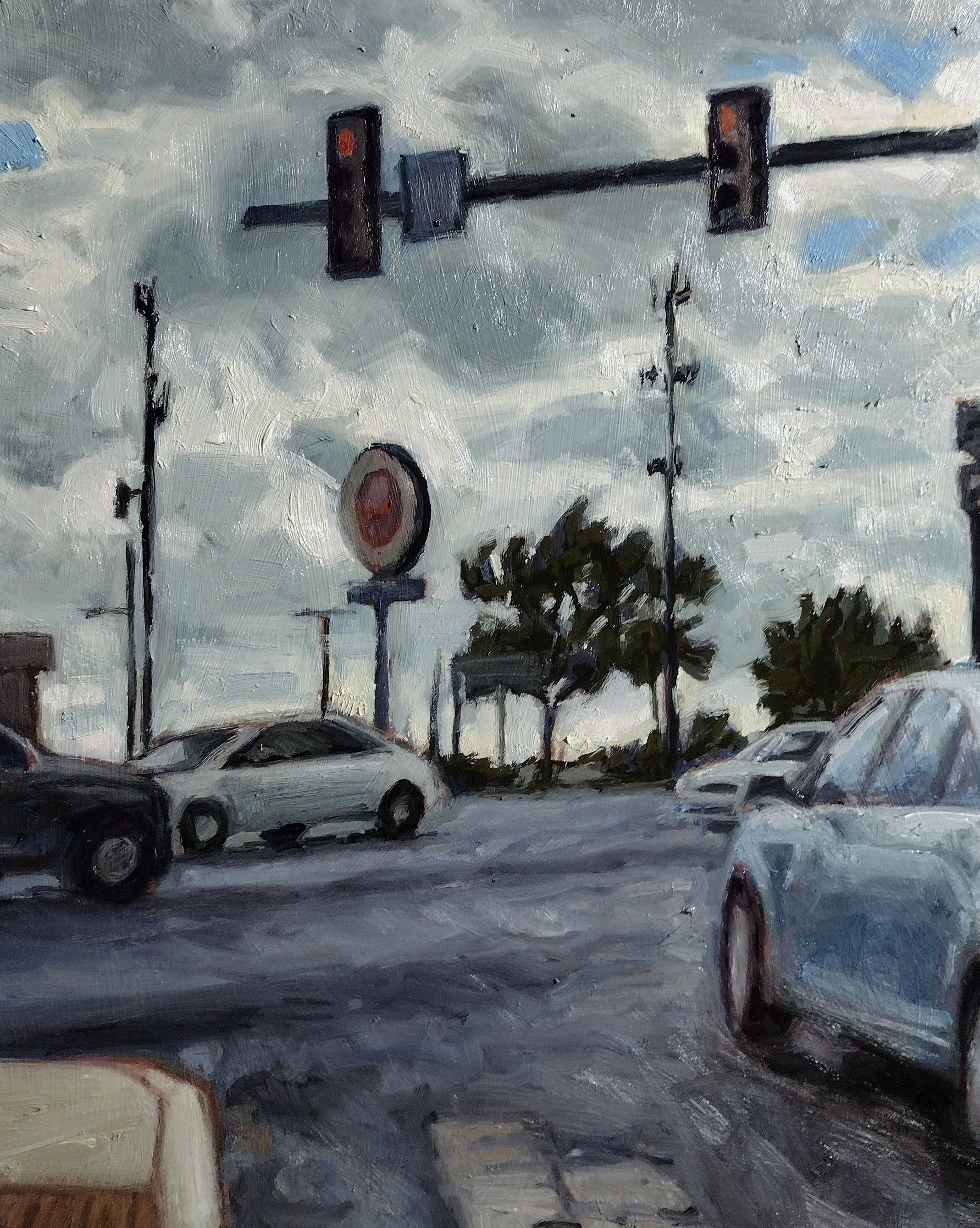 Intersezione  18x14, olio su pannello Scena di città  Paesaggio in vendita 1