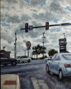 Kreuzung  18x14, Öl auf Tafel, Stadtszene, Öl  Landschaft