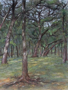 Meeting the Shade, Framed 18 x 24 Pastel Landscape, American Realist