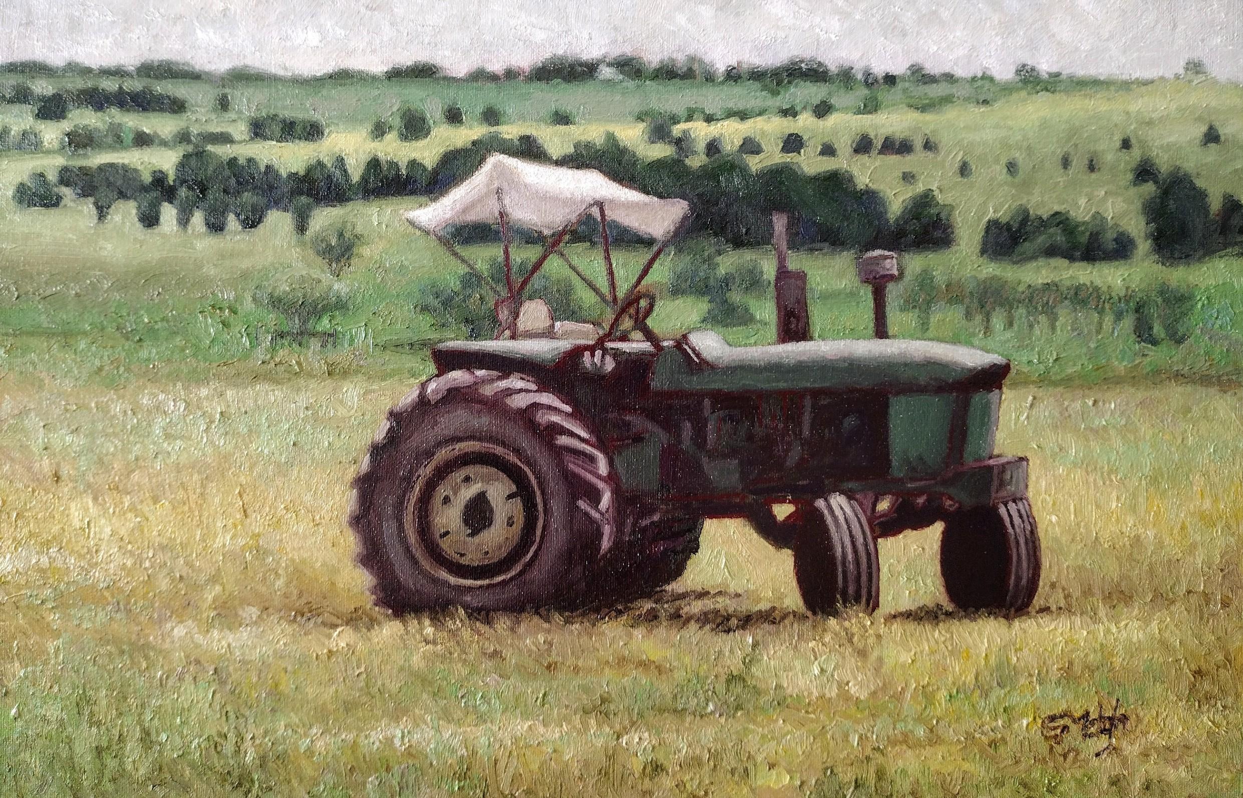 Atardecer, San Antonio, 20x16, óleo sobre panel Texas en venta 2