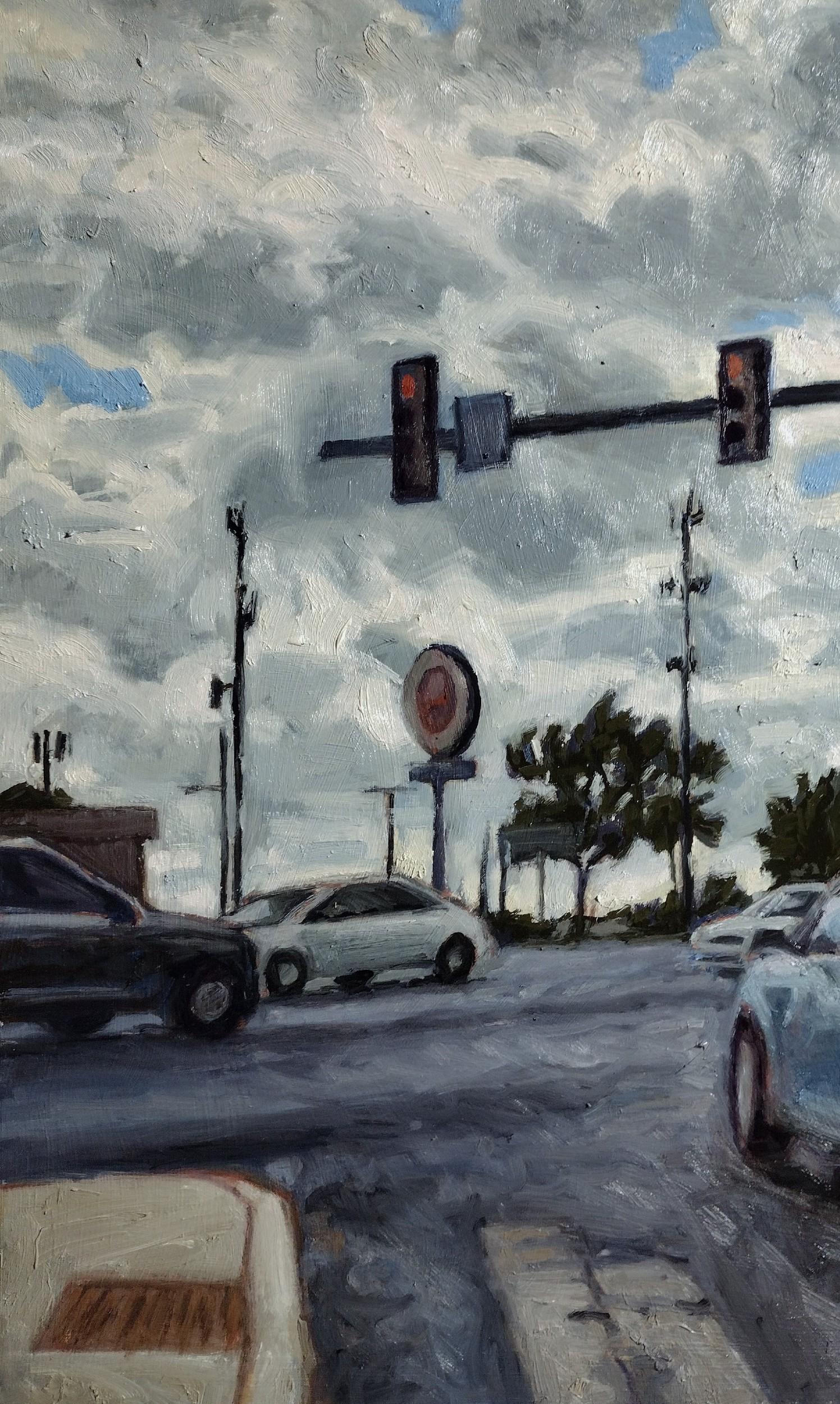 Tractor, Rancho del centro de Texas (cerca de Fayetteville), 16x20, óleo sobre panel en venta 3