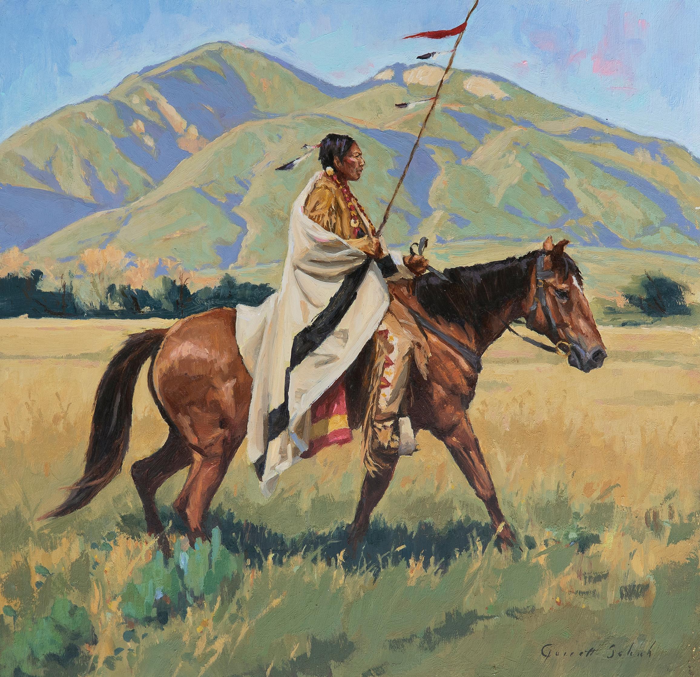 Ute Trader in Taos - Realist Painting by Garrett Schuh