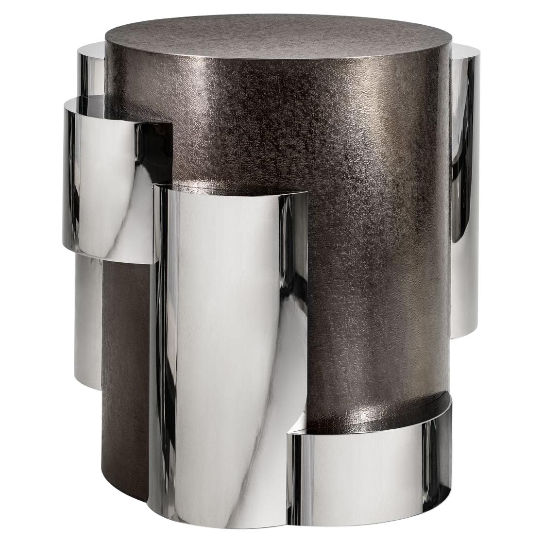 Garrido Cilindros Side Table in Anthracite Nickel Finish For Sale
