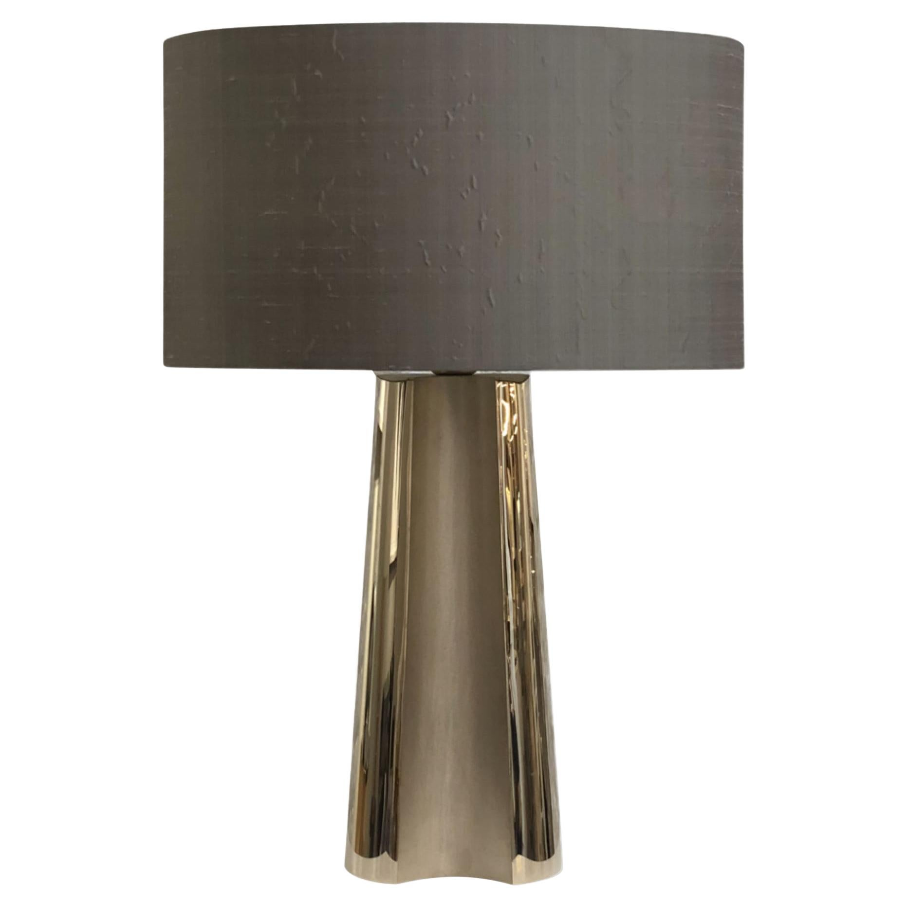 Garrido Concave Table Lamp in 24 Karat Champagne Gold Finish For Sale