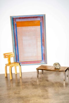 Table basse à plateau carrelé Garrigue, base en acier par Roger Capron