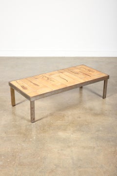 Garrigue Tiled Top Coffee Table, Steel Base by Roger Capron