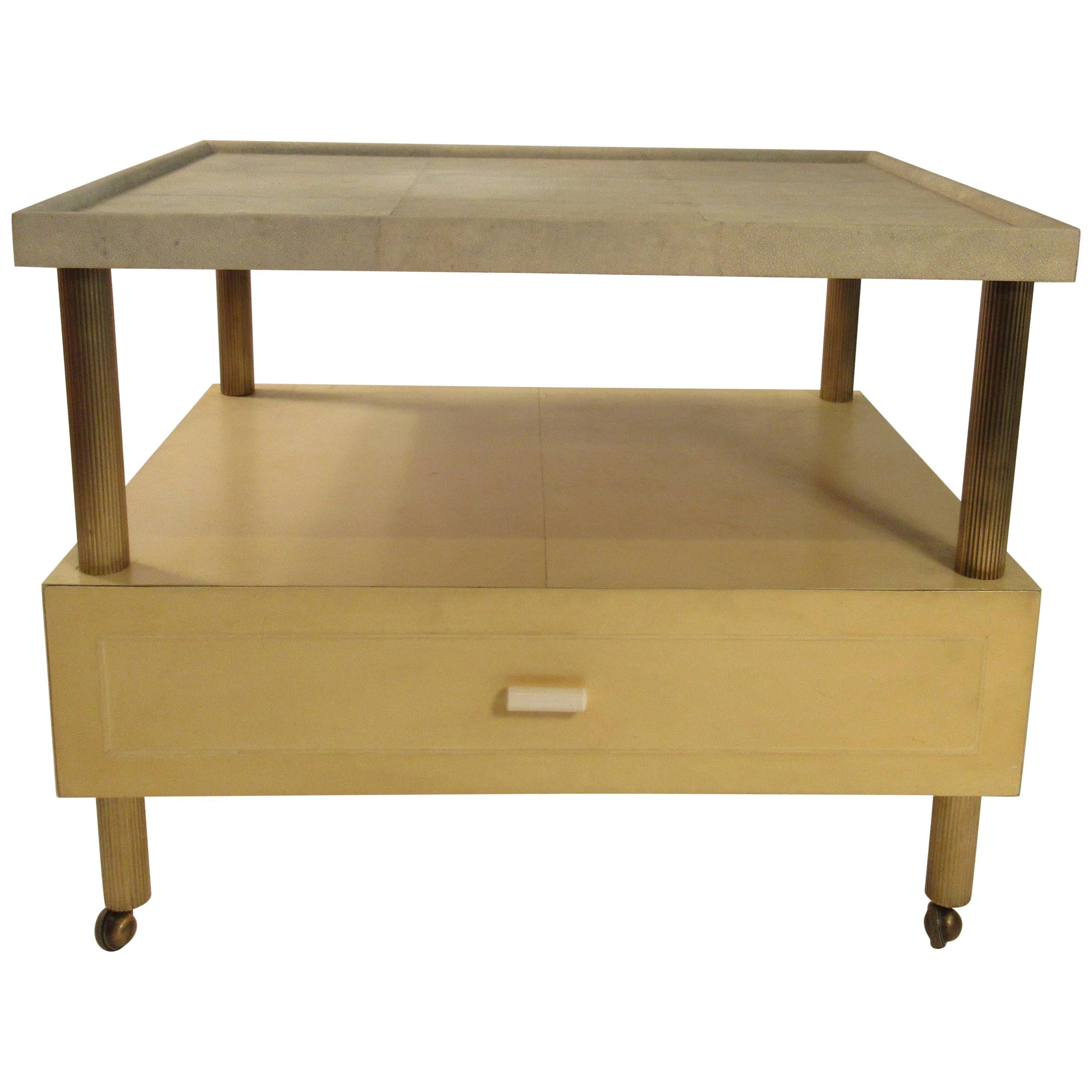 Garrison Rousseau Custom Shagreen and Parchmont Side Table