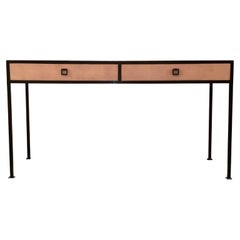 Contemporary Style Black Metal and Shagreen Console Table by Garrison Rousseau