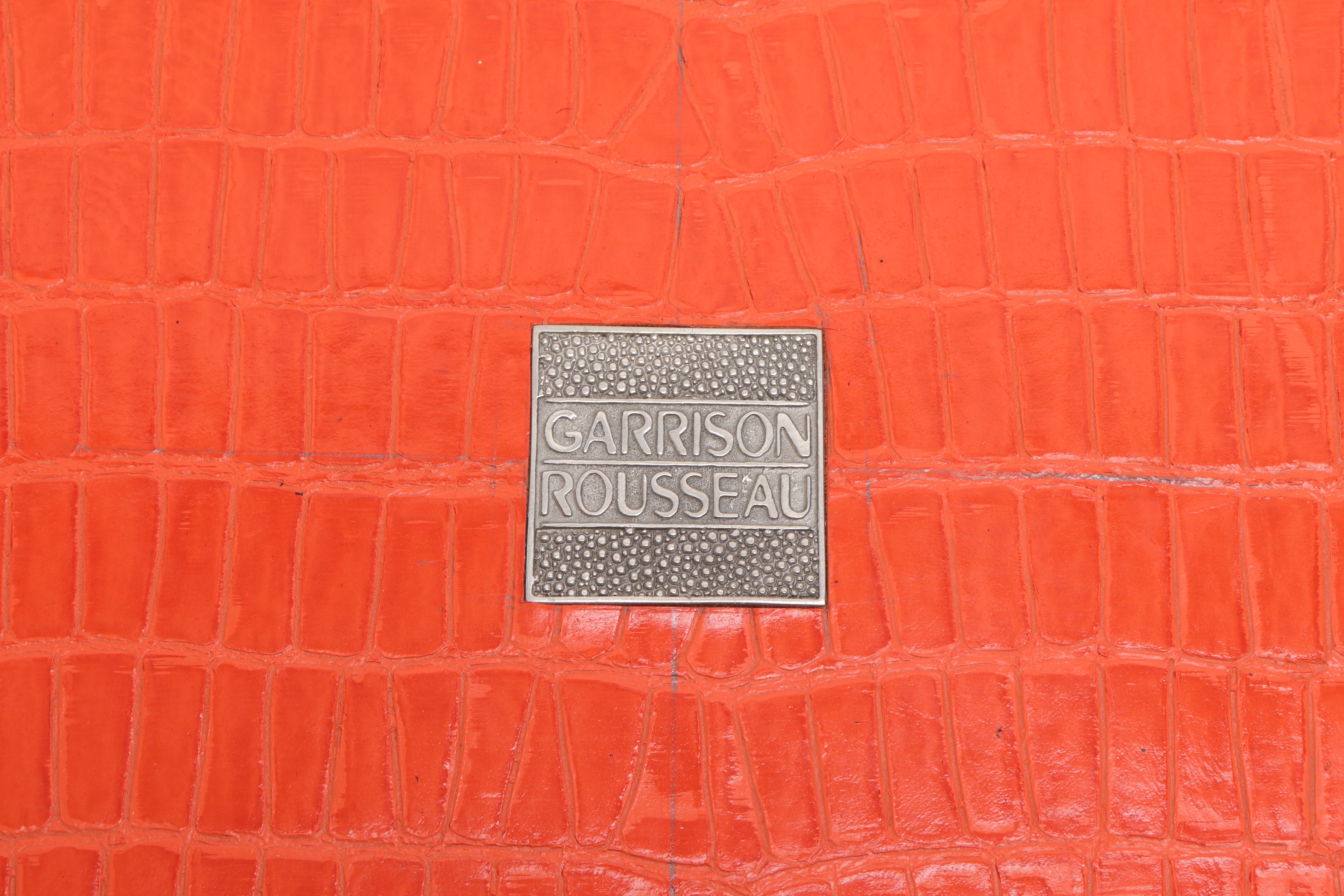20th Century Garrison Rousseau Modern Orange Faux-Leather Square Serving Tray