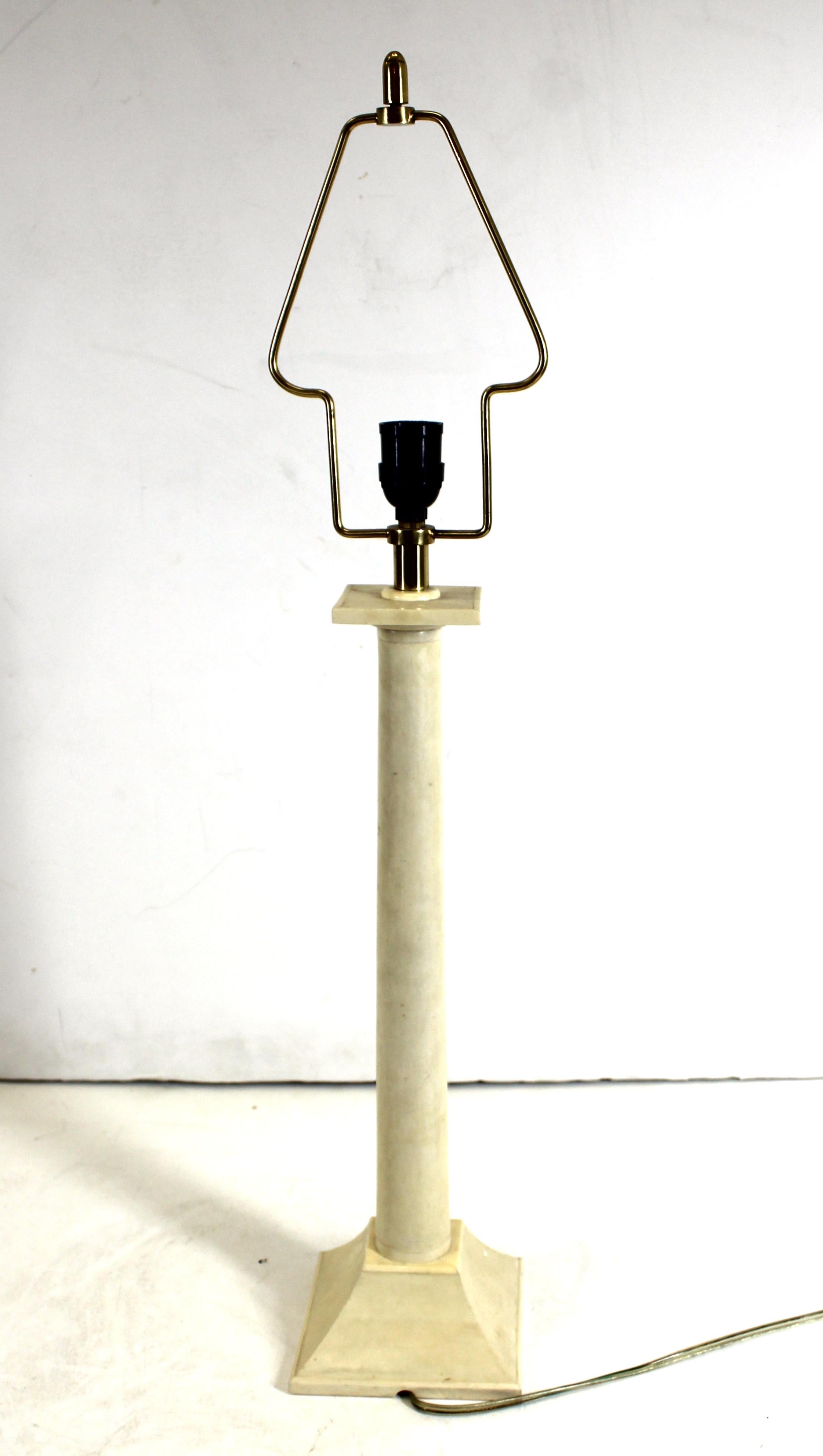 Wood Garrison Rousseau Modern Parchment Table Lamp For Sale