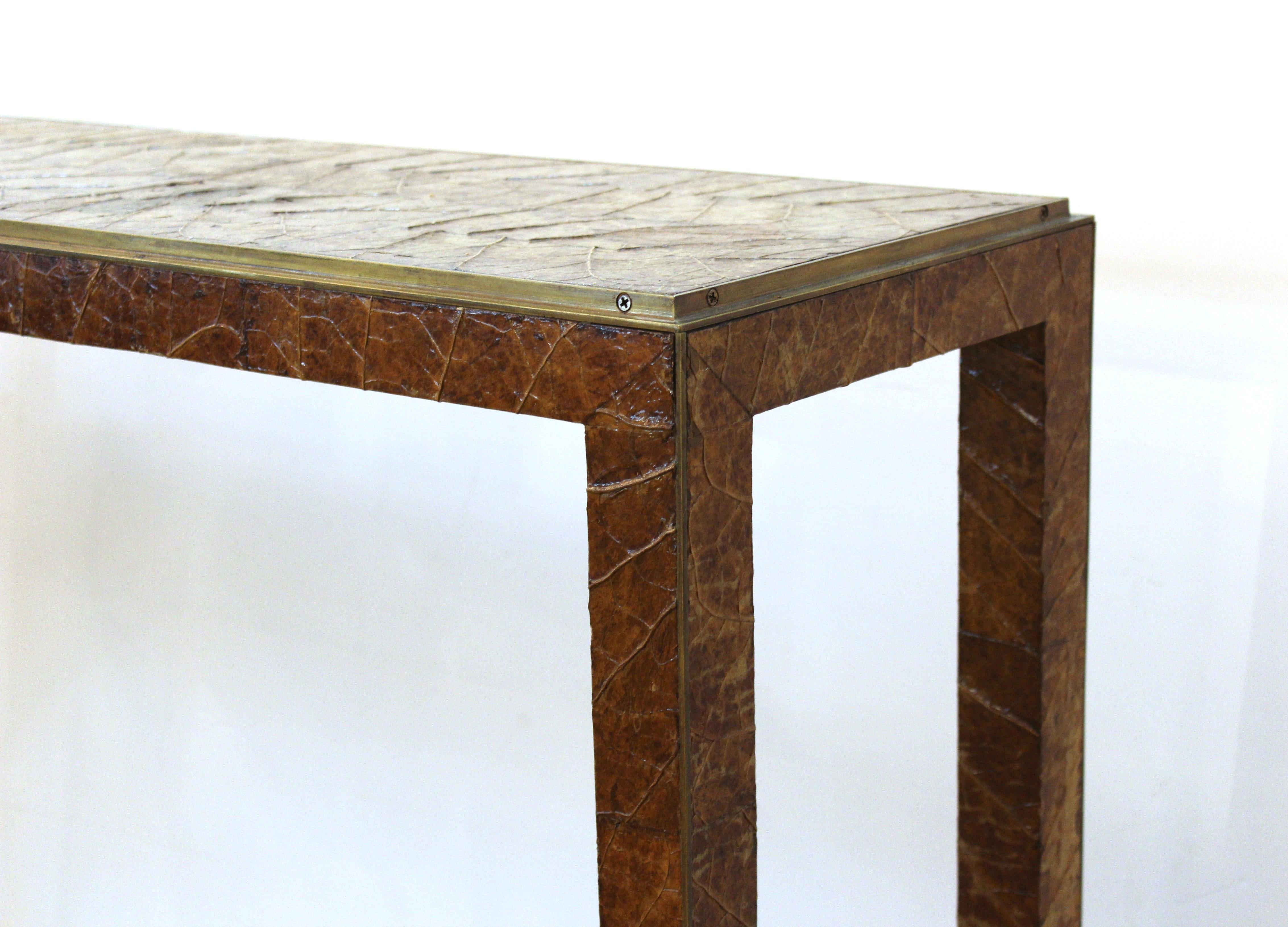 20th Century Garrison Rousseau Modern Tobacco Leaves Console Table