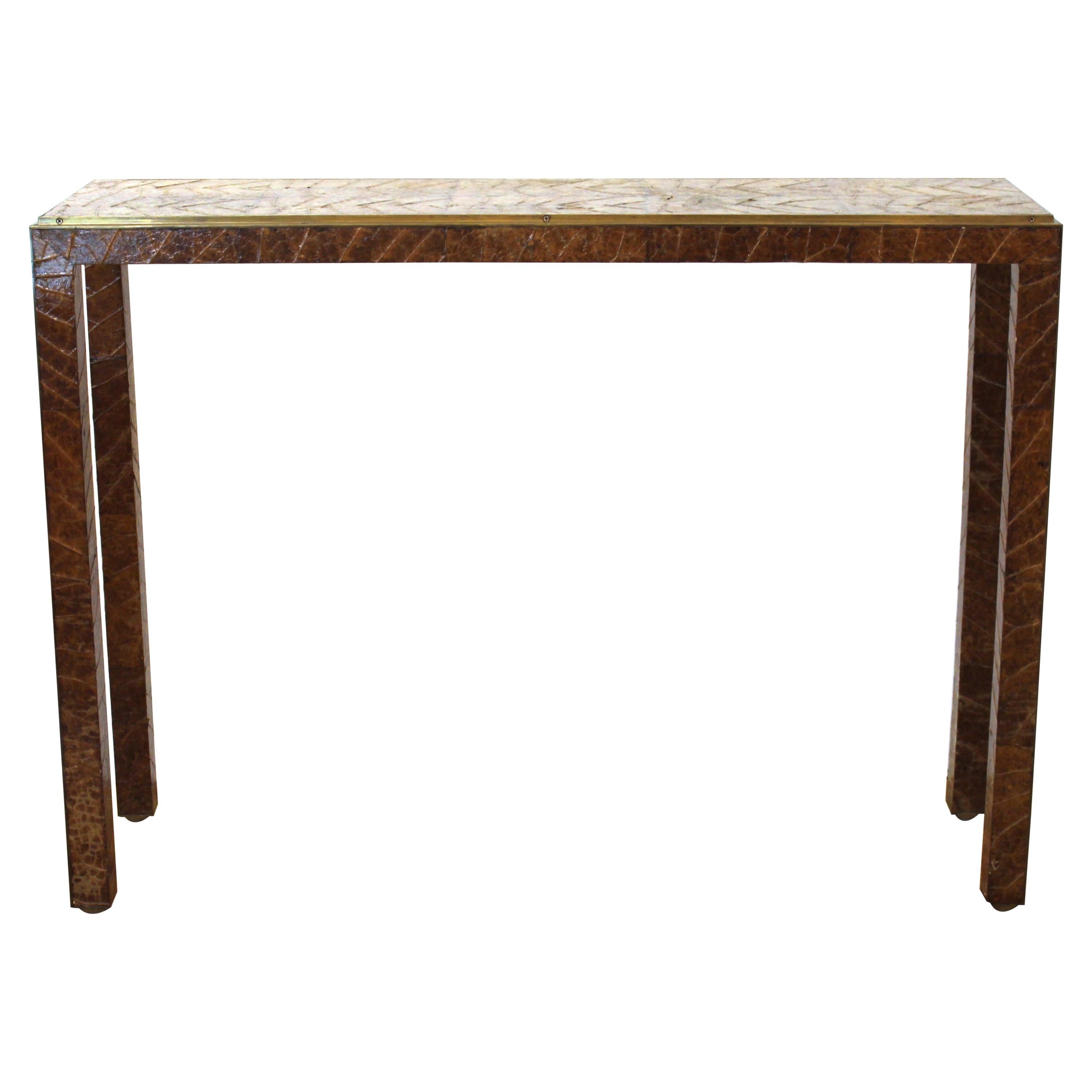 Garrison Rousseau Modern Tobacco Leaves Console Table