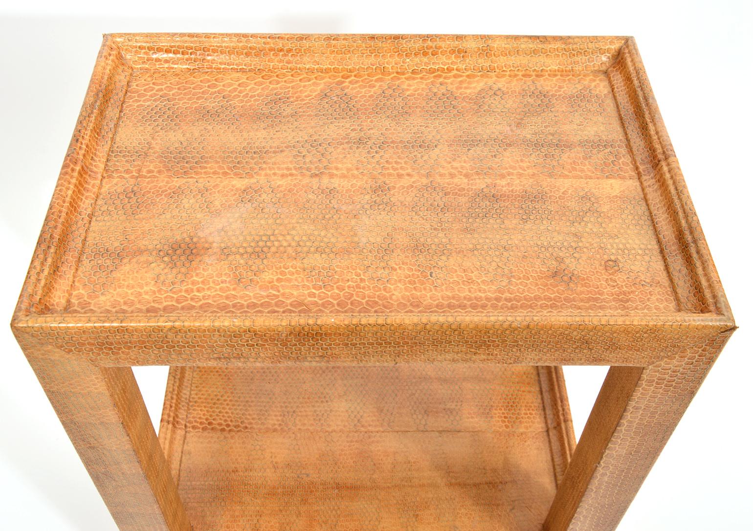 Garrison Rousseau Snake Skin Side Table or Telephone Table In Excellent Condition In Ft. Lauderdale, FL