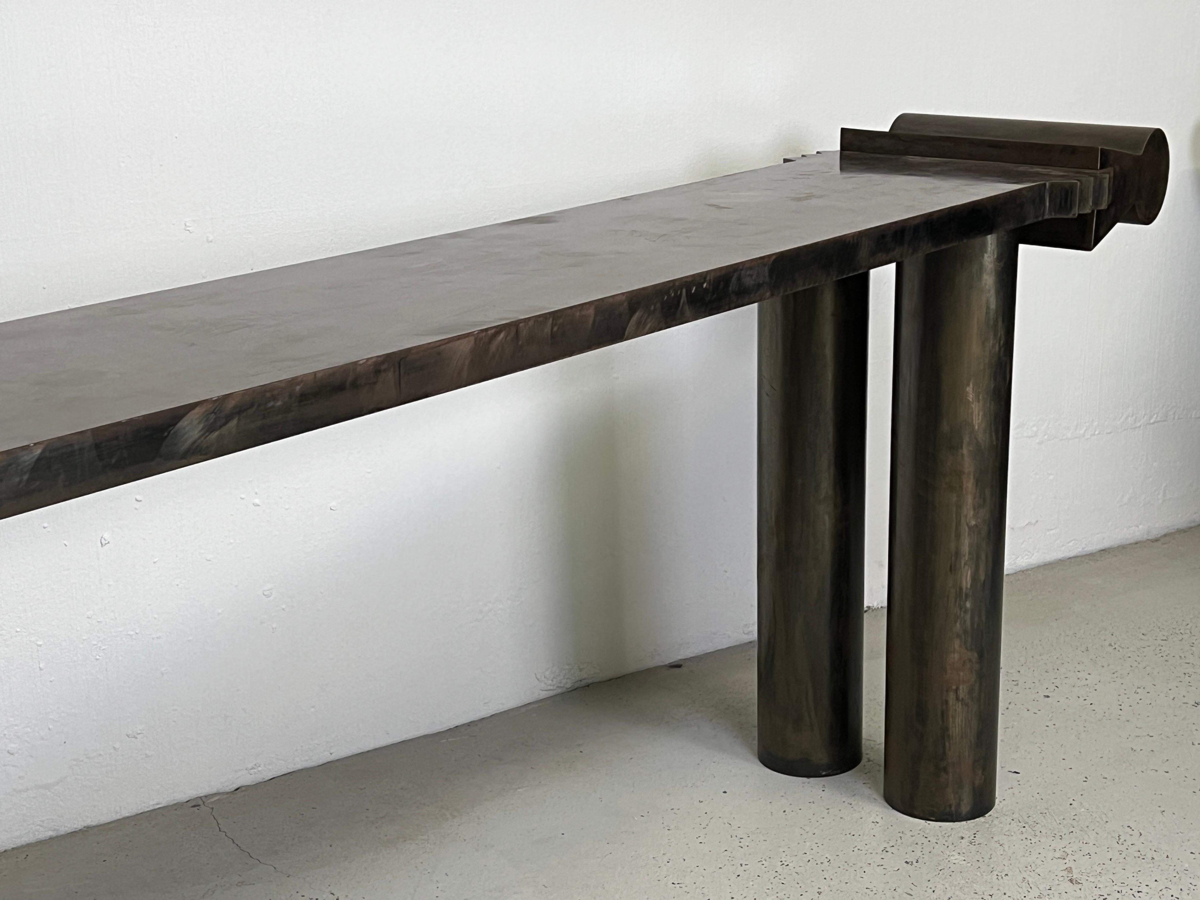 Garry Knox Bennett Steel 'Black Freighter' Console Table, 1990 For Sale 8