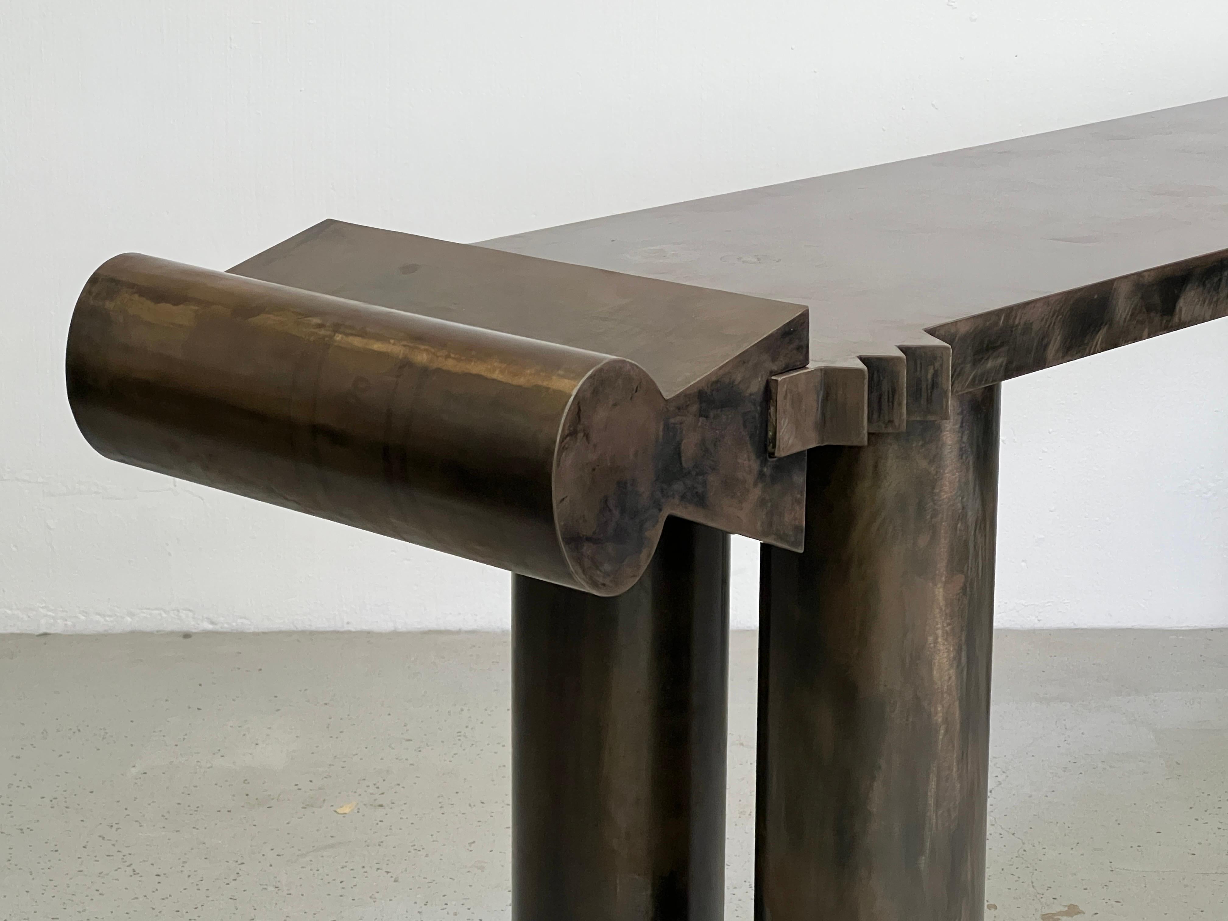 Garry Knox Bennett Steel 'Black Freighter' Console Table, 1990 For Sale 11
