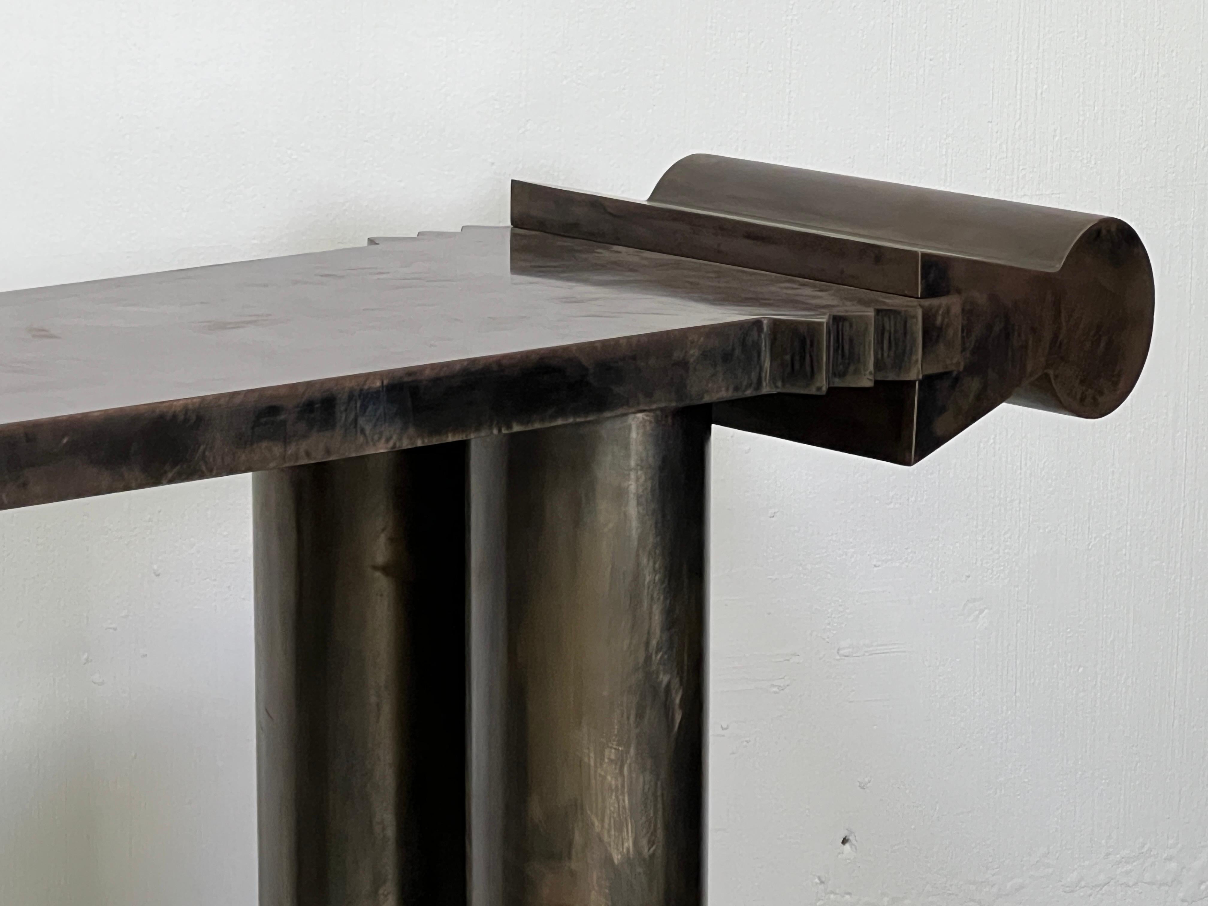Garry Knox Bennett Steel 'Black Freighter' Console Table, 1990 For Sale 5