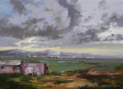 Bewölkter Tag Landschaft Original Ölgemälde, hängefertig