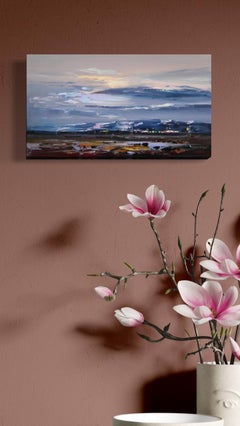 Paisaje de Colores Vespertinos Pintura al Óleo Original, Lista para Colgar