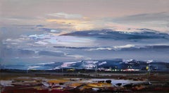 Paisaje de Colores Vespertinos Pintura al Óleo Original, Lista para Colgar