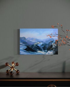 Paisaje de luna llena Pintura al óleo original, lista para colgar