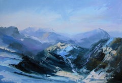 Paisaje de luna llena Pintura al óleo original, lista para colgar