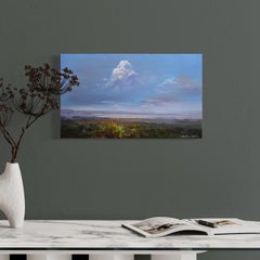 Paesaggio con vista sulla collina Pittura ad olio originale, pronta da appendere
