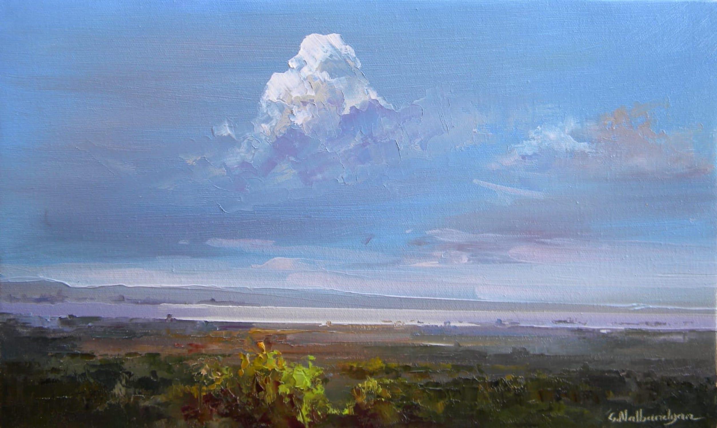 Hill View Landscape Original Ölgemälde, hängefertig