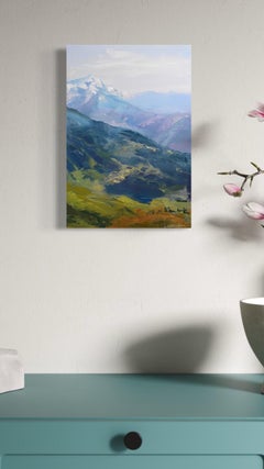 Mountain View Landscape Original oil Painting, Ready to Hang